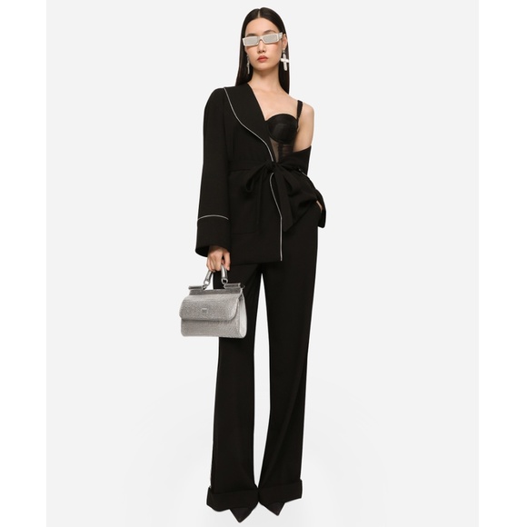 Dolce & Gabbana Kim Kardashian Straight Wool Pants Black Size EU40 Piping Runway - Picture 1 of 16
